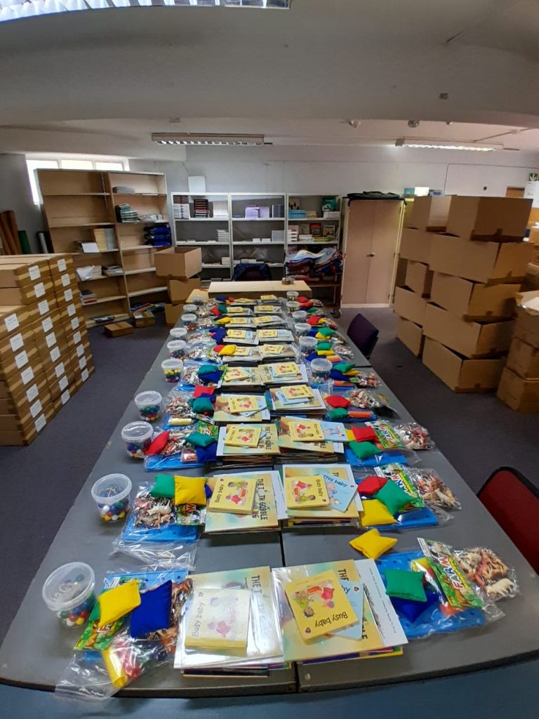 The resources and boxes are ready for packing!